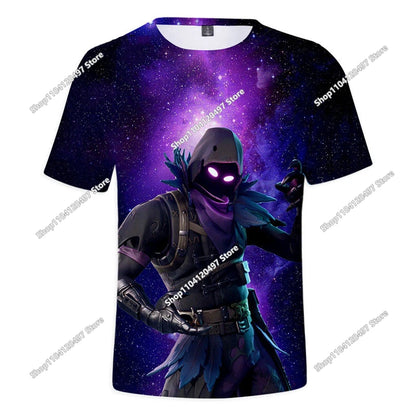 Zomer T-shirt voor kinderen, Battle Royale Fortnite Heldenoverwinning 3D, voor jongens en meisjes, babykleding