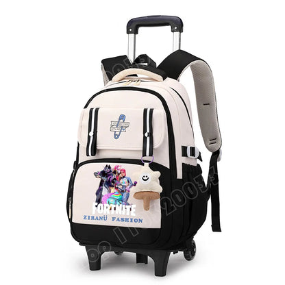 Fortnite Student Rolling Backpack Large Capacity Waterproof Lightweight Design Minimalist Laptop School Bag Casual Travel Bag