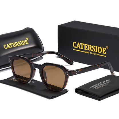 CATERSIDE Retro Polarized Sunglasses Men Ultralight TR90 Frame Polygon Women Sun Glasses Outdoor High Quality Travel  Eyewear