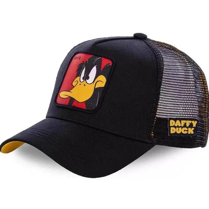 Cartoon Anime Trucker Cap Mesh Back Baseball Hat Adjustable Rabbit Mouse Cat Bird Embroidered Hip Hop Outdoor Sun Hat Boy Gifts