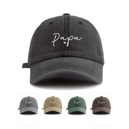 1Pc PAPA Print Washed Baseball Cap,Classic Casual Retro Adjustable Lightweight Sun Protection Versatile Driver Cap for DailyWear