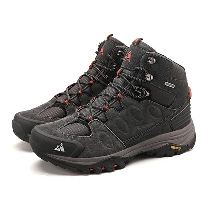 HIKEUP-Bottes de randonnée en daim pour hommes, chaussures de plein air à lacets, bottes de sport chaudes, chaussures de trekking décontractées, non ald, haut, hiver