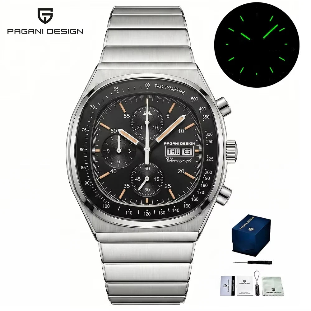 PAGANI DESIGN New PD1819 Men‘s Quartz Watches 40mm Sapphire Stainless Steel Waterproof Luminous C3 Chronograph reloj hombre