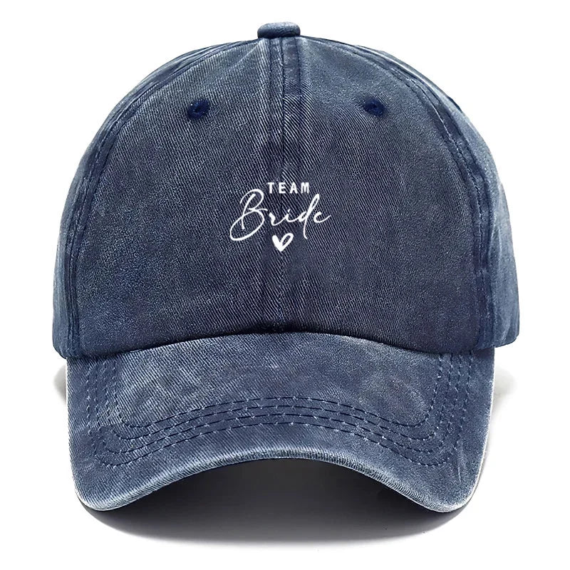 Washed Cotton Baseball Cap Adjustable Distressed Trucker Hat for Women Team Bride Party Caps Customize Bridal Wedding Vintage