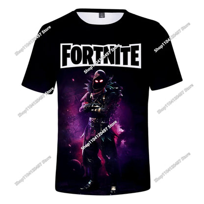Zomer T-shirt voor kinderen, Battle Royale Fortnite Heldenoverwinning 3D, voor jongens en meisjes, babykleding