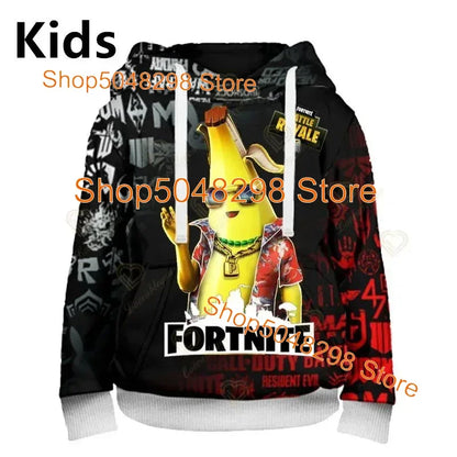 Sweatshirt com capuz para homem e mulher com estampado 3D Battle Royale Fortnite Victory — hoodie streetwear com capuz para rapazes e raparigas