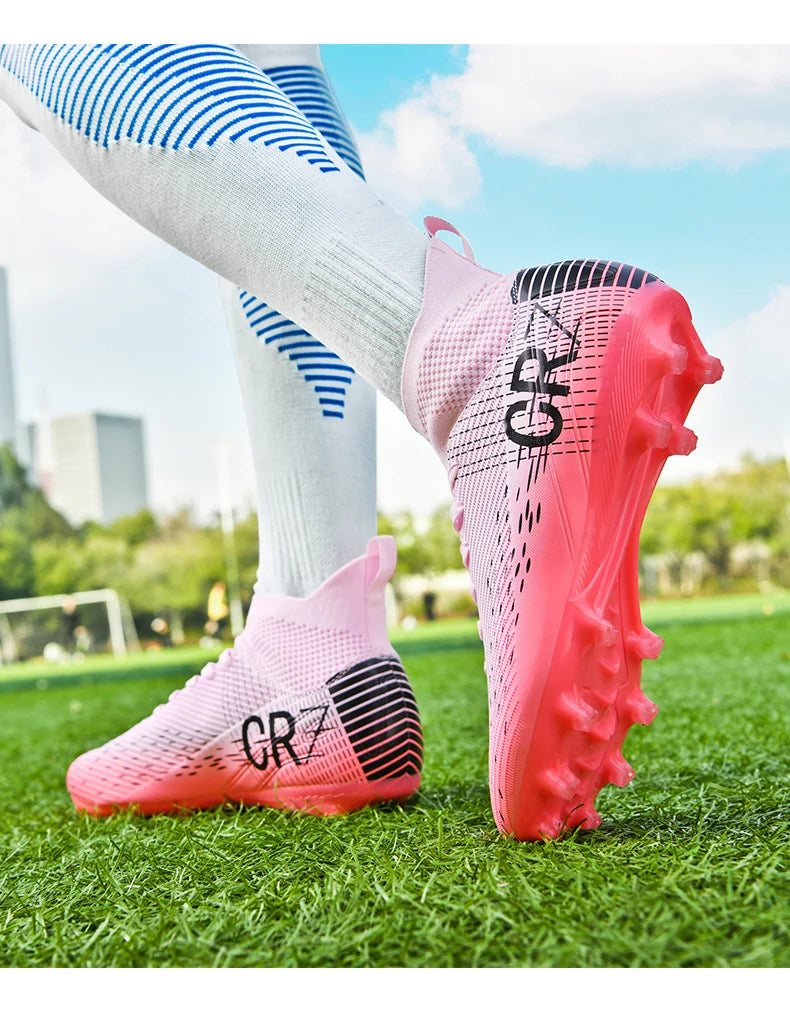 Chaussures de football professionnelles pour hommes, originales, respirantes, confortables, résistantes, pour terrain en herbe.
