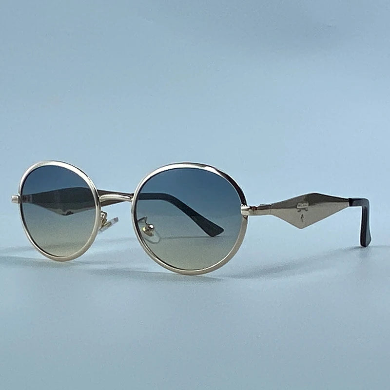 Metal Frame Round Punk Photochromic Sunglasses Women 2026 Luxury Brand Designer Steampunk Oval Sun Glasses Outdoor Eyewear Shade