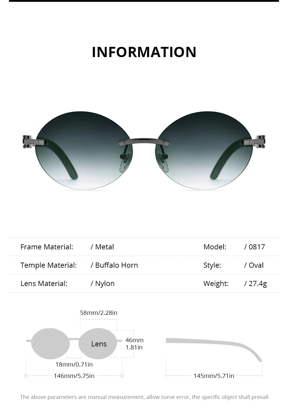 HEPIDEM Buffalo Horn Glasses Men Famous Brand Design Rimless Sunglasses Women Luxury Eyewear Horn-Rim Frameless Buffs Eyeglasses