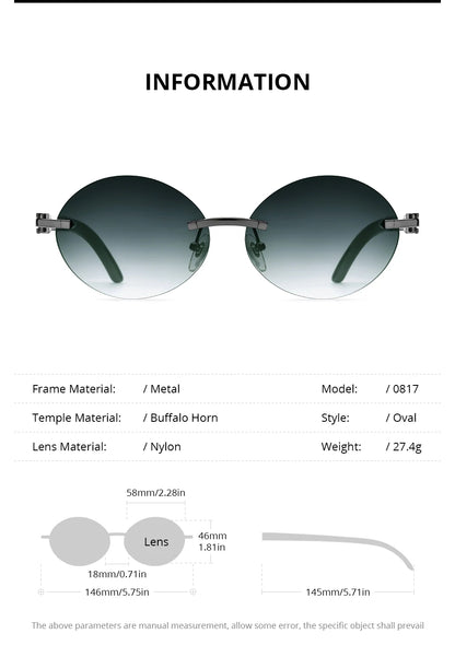 HEPIDEM Buffalo Horn Glasses Men Famous Brand Design Rimless Sunglasses Women Luxury Eyewear Horn-Rim Frameless Buffs Eyeglasses