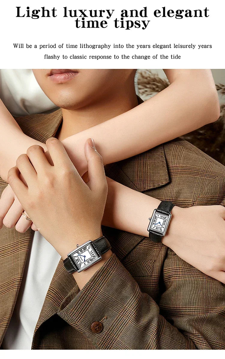 SANDA 9031/1108 Sport Casual Women Men Quartz Watches Reloj Luxury Couple Watch Resistant Leather Strap Square Dial Waterproof