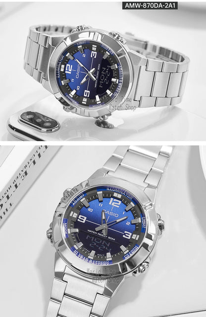 Casio watch for men top luxury set quartz 50m Waterproof  military dual display Watch relogio masculino AMW-870