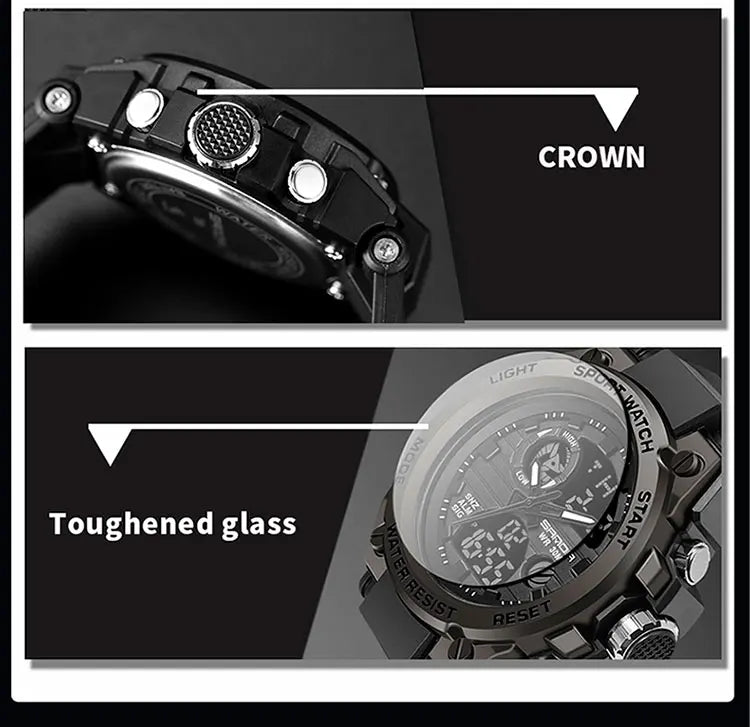 SANDA Top Luxury Watches Men Military Army Mens Watch Waterproof Sport Wristwatch Dual Display Watch Male Relogio Masculino