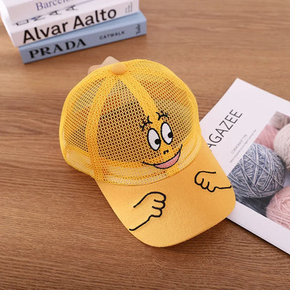Cool New Boys Girls Kids Children Summer Cute Cap Smiley Face Kawaii Mesh Baseball Cap Popular Hip Hop Sun Hat DropShipping