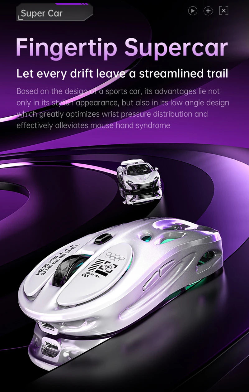 Bezprzewodowa mysz gamingowa 2.4G Tri-Mode RGB, lekka konstrukcja hollow z podświetleniem Chroma, przewodowa/Bluetooth, kontroler myszy e-sportowej
