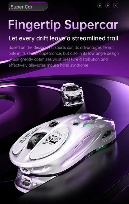Bezprzewodowa mysz gamingowa 2.4G Tri-Mode RGB, lekka konstrukcja hollow z podświetleniem Chroma, przewodowa/Bluetooth, kontroler myszy e-sportowej