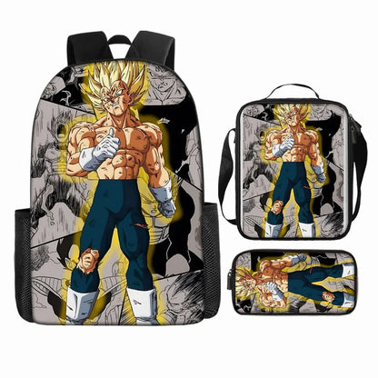 Dragon Ball 3Pcs/Set Backpacks Goku Vegeta Cartoon Print Lunch Bag Pencil Bags Student Casual School Bags Return To School Gift