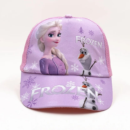 Disney Princess Elsa Anna Sofia Frozen Anime Figure Baseball Cap Terylene Peaked Cap Hat Cartoon Girl Kid's Headwear Gifts