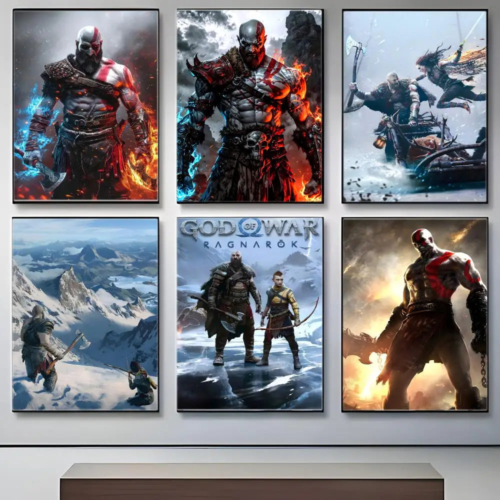 Dark Fantasy G-God of War Poster  Self-adhesive Art Waterproof Paper Sticker Coffee House Bar Room Wall Decor