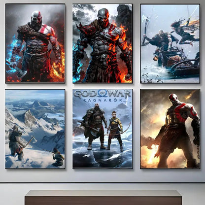 Dark Fantasy G-God of War Poster  Self-adhesive Art Waterproof Paper Sticker Coffee House Bar Room Wall Decor