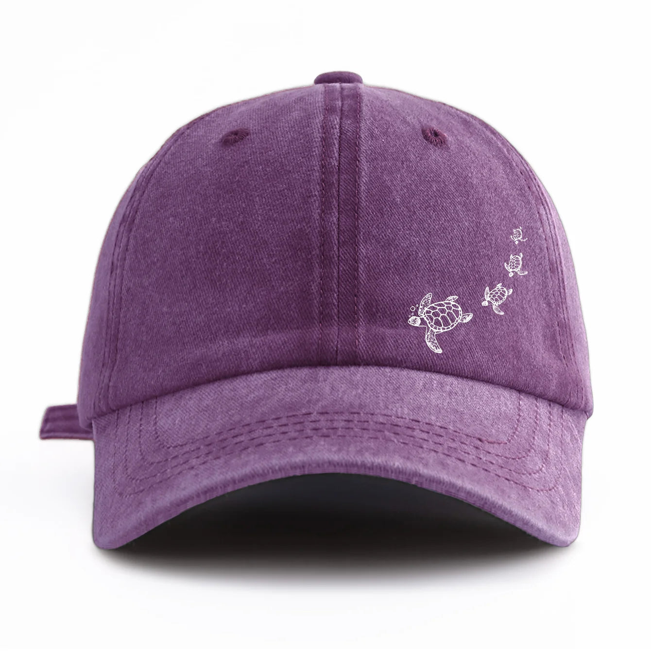1pc Turtle Print Washed Baseball Cap for Adults,Minimalist Retro Style Casual Soft Adjustable Dad Hat,Perfect As Gift
