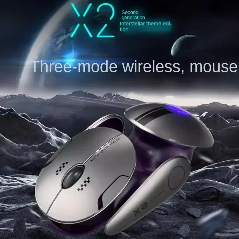 Inphic X2 trostruki način rada metalni Bluetooth bežični miš, tihi, punjivi, s e-sport pozadinskim osvjetljenjem, gaming dodatak za PC i prijenosna računala, poklon