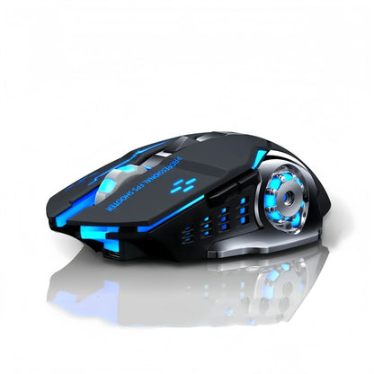 Bezprzewodowa mysz gamingowa z akumulatorem – cicha Bluetooth/USB, podświetlenie RGB, e-sportowa do PC