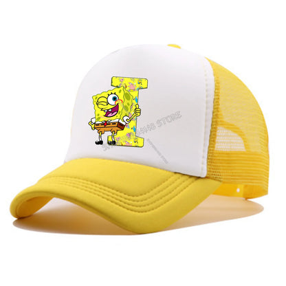 Spongebobs Baseball Cap for Kids Adult Cartoon Letter Mesh Cap Kawaii  Peaked Hat Yellow Summer Cap Girls Boys Accessories Gift