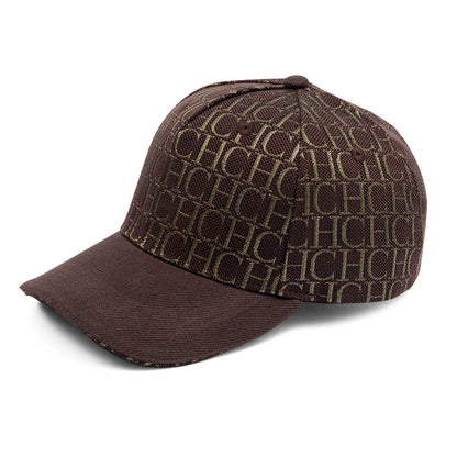 CH Monogramtryckt basebollkeps, strukturerad, justerbar, unisex, ”dad hat”, solskärm, streetwear, svart vävt tyg, casual keps
