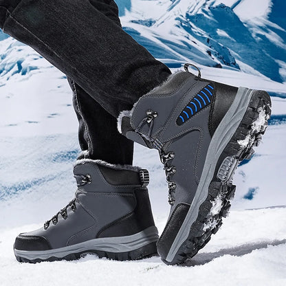 Chaussures d'hiver pour l'extérieur, bottes hautes en peluche douce, chaudes, décontractées, de sport, antidérapantes, résistantes à l'usure, rehaussant la taille, pour hommes