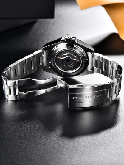 Pagani Design PD1682 Men’s GMT Watch 42mm Automatic Mechanical DG5833 Sapphire Crystal Stainless Steel Waterproof Black Vintage