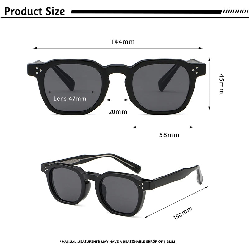 CATERSIDE New Retro Punk Men Sunglasses Square Personalized Design Glasses Women's Fashion Party Glasses Festival Gift 2 Pieces