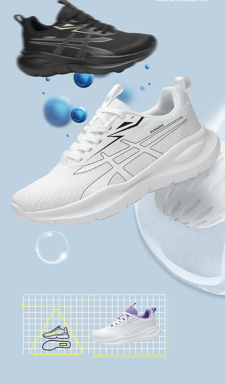 Men's Women EVA Sole Mesh Upper Breathable Running Shoes Soft Shock Absorbing Sports Shoes Unisex Sneakers Lightweight Footwear