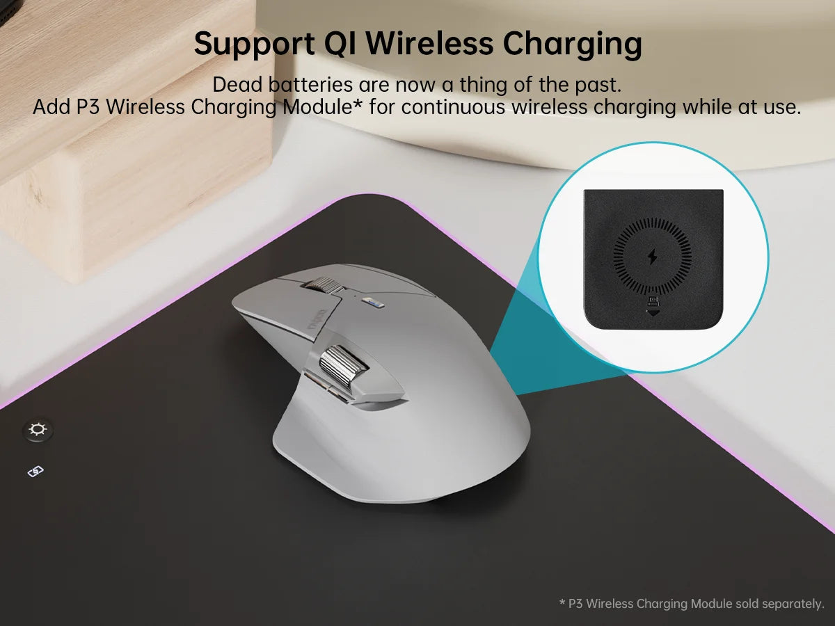 Rapoo MT760L/MT760M daugiarėžimė įkraunama belaidė pelė, ergonomiška, 4000 DPI, palaiko iki 4 įrenginių, Bluetooth pelė