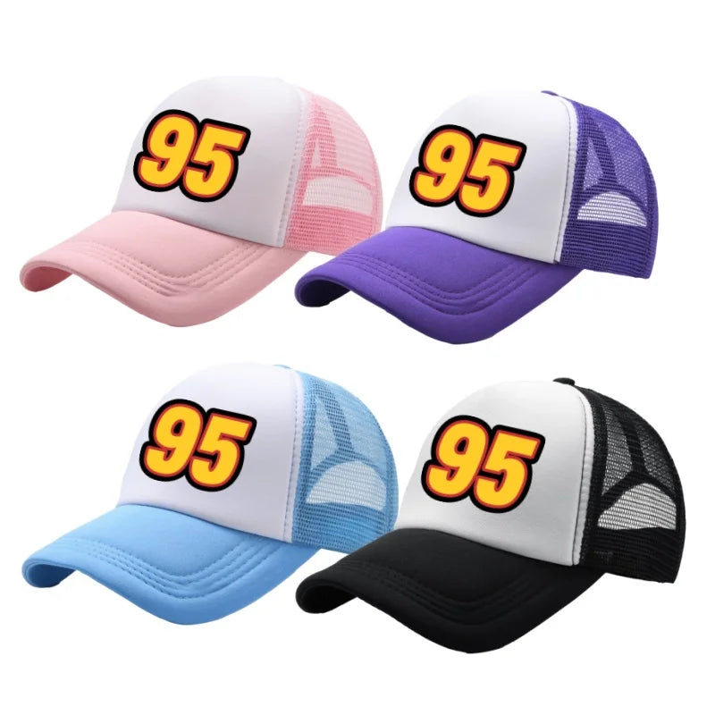 Anime Cars Lightning McQueen Cartoon Figure Print Fashion Baseball Cap Girls Boys Summer Casual Adjustable Sun Hat Birthday Gift