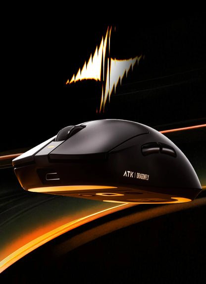 Bezdrátová herní myš ATK A9 s technologií NearLink, ergonomická, PAW3395, třírežimové Bluetooth, nízká latence, e-sportovní myš pro PC