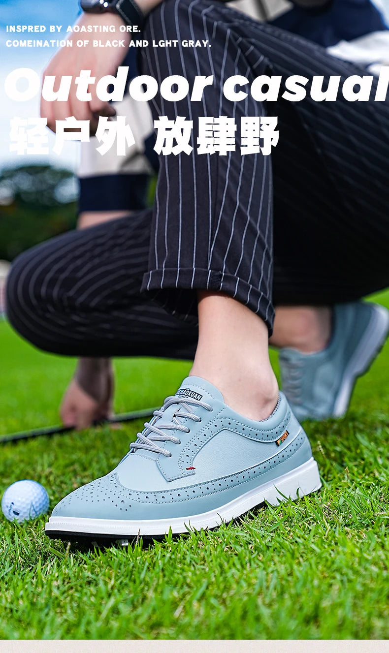 Professional Golf Shoes Men High-Quality Leather Breathable Sports Shoes Golf Competition Training Shoes Plus Size Shoes 39-47#