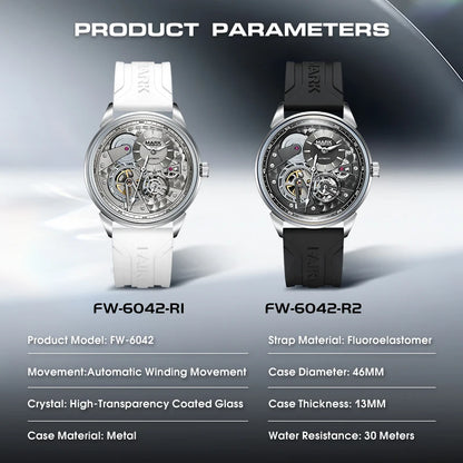 MARK FAIRWHALE Men’s Luxury Automatic Mechanical Watch  46mm Stainless Steel Business Wristwatch