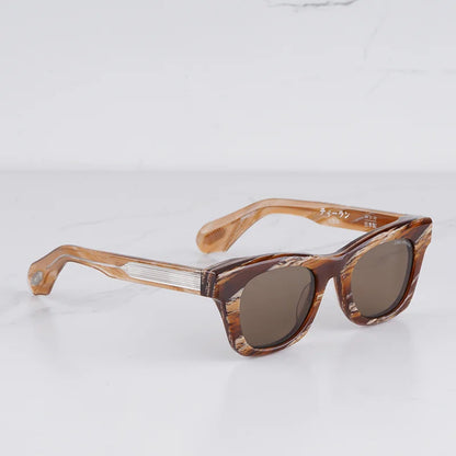 DEALAN Decade Collection Men's Classical Tortoise Gold Sunglasses Vintage Craft Cat Eye Thick Acetate Solar Glasses UV400
