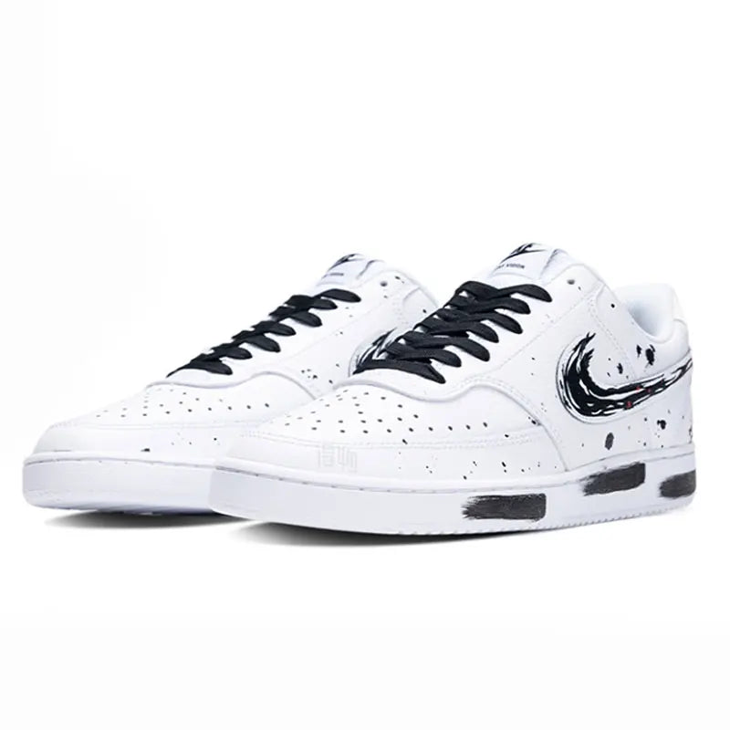 Po meri izdelani športni copati Nike Court Vision 1 Low v kitajskem slogu z ink wash in splatter vzorcem, odporni na obrabo, moški copati za rolkanje