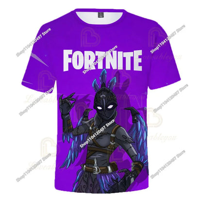 Zomer T-shirt voor kinderen, Battle Royale Fortnite Heldenoverwinning 3D, voor jongens en meisjes, babykleding