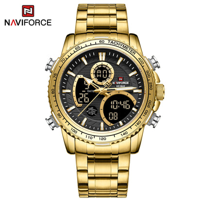 Montre de sport pour homme NAVIFORCE – Montre-bracelet originale de luxe en acier inoxydable, modèle militaire étanche à double affichage