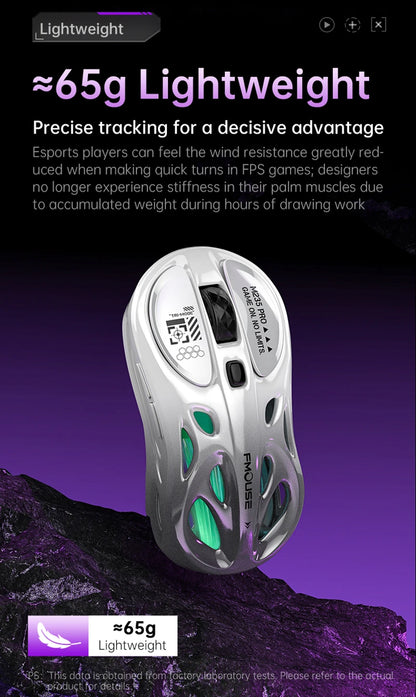 Bezprzewodowa mysz gamingowa 2.4G Tri-Mode RGB, lekka konstrukcja hollow z podświetleniem Chroma, przewodowa/Bluetooth, kontroler myszy e-sportowej