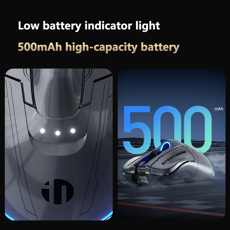 Bezdrátová Bluetooth herní myš INPHIC Super Racing Car Series s baterií 500mA, zobrazením stavu baterie a přizpůsobitelnými světelnými efekty