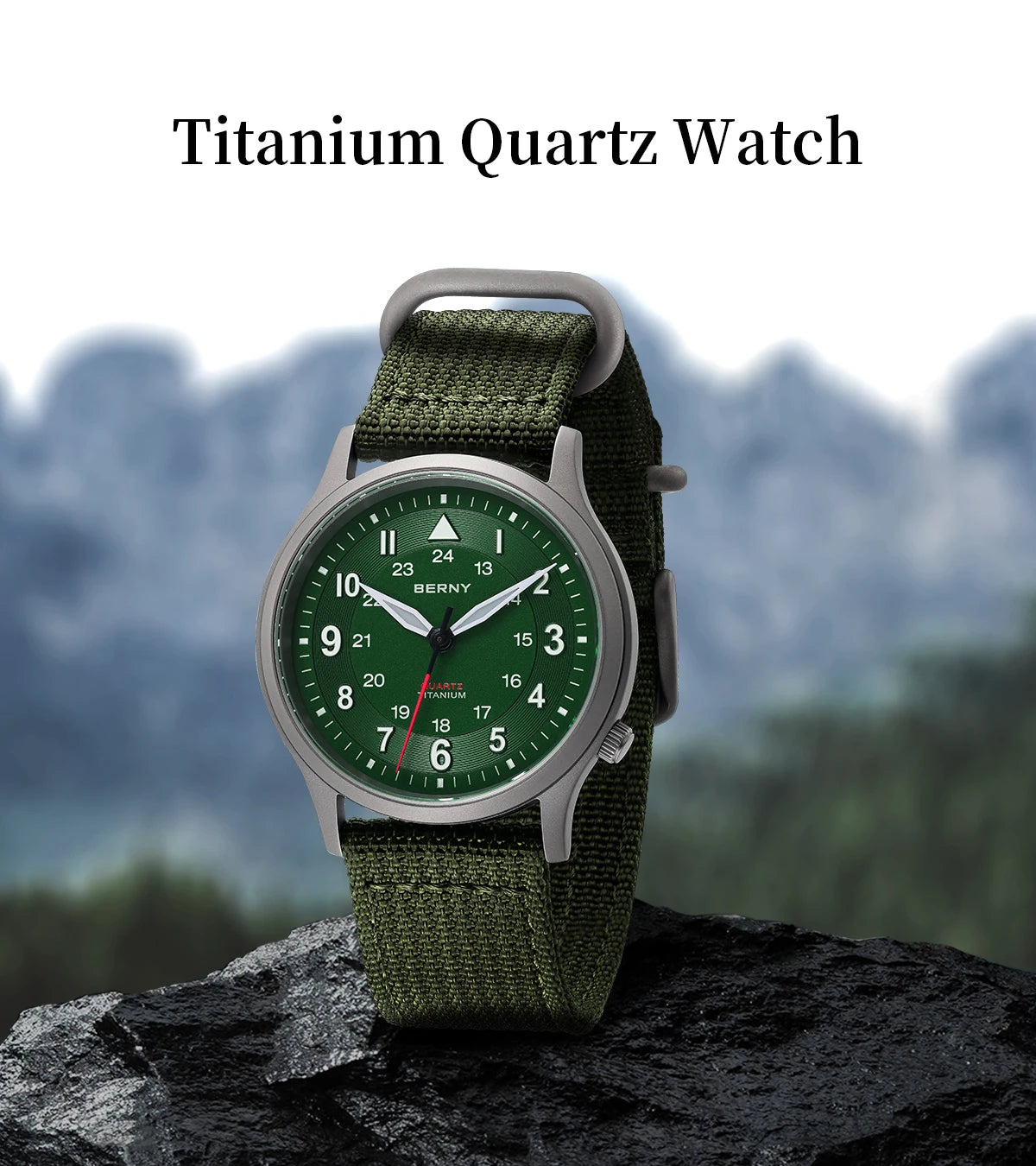 BERNY Titanium Watches for Men Super Luminous Sapphire Field Men's Watch Outdoor Quartz Wristwatch Lightweight 5ATM