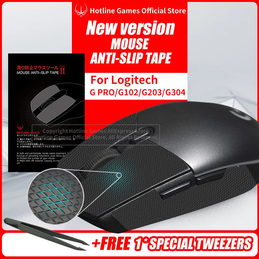 Противохлъзгаща лента за мишка Hotline Games за Logitech G305 G203 G102 G304, устойчиви на пот подложки и странични противохлъзгащи стикери за мишка