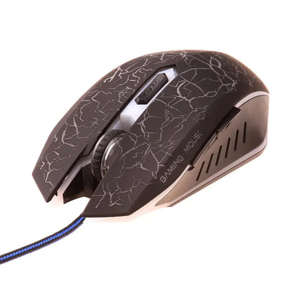 Herní myš 2400 DPI s USB kabelem, LED podsvícením, profesionální myš pro hráče, ergonomická počítačová myš pro PC, notebook a Macbook
