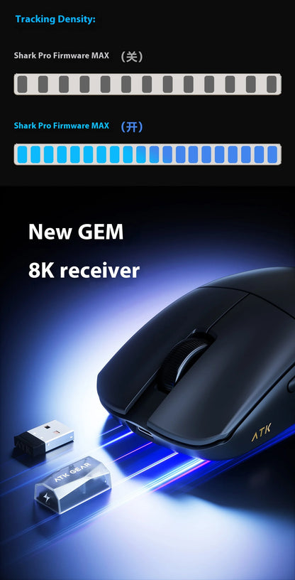 Mouse gaming ATK F1 V2 Ultra MAX wireless tri-mode PAW3950, dublu 8k, ușor, ergonomic, mouse esports, accesoriu PC personalizat