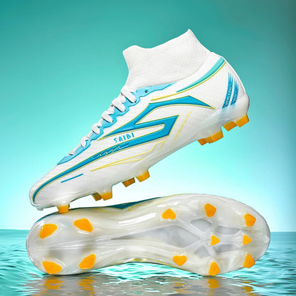 Chaussures de football AG/FG pour enfants et jeunes, chaussures d'entraînement, tige en tissu PU, semelle en TPU, antidérapantes, résistantes à l'usure, pour terrain de sport en herbe naturelle