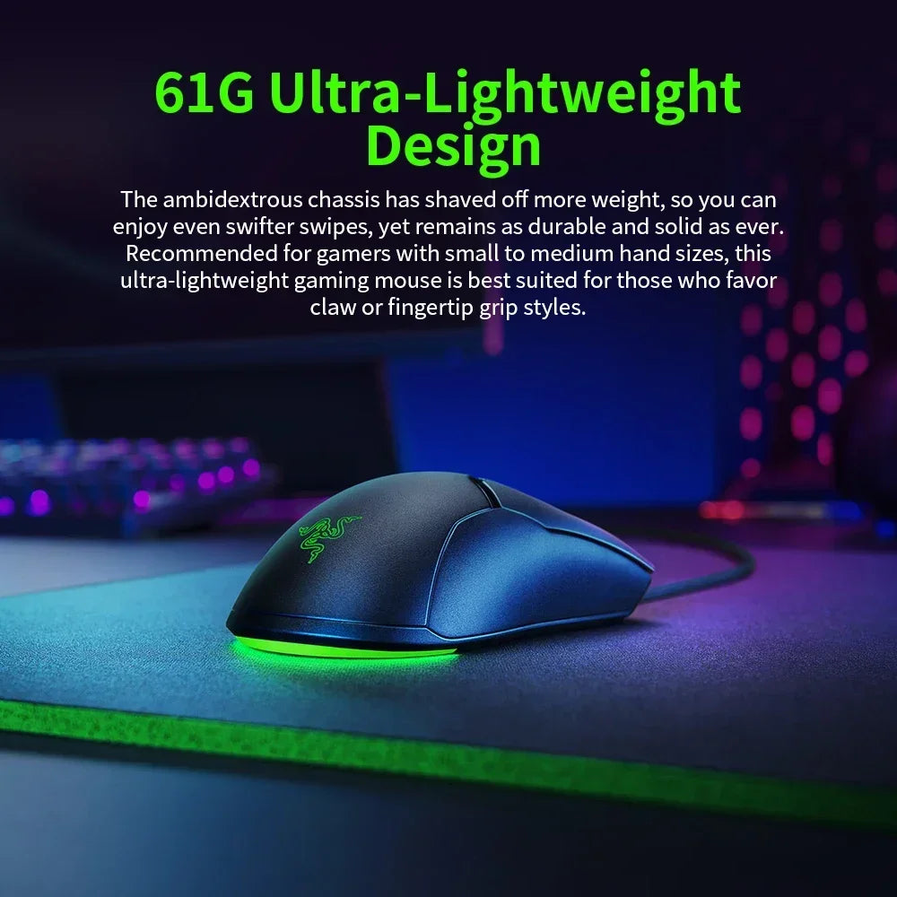 Razer NOVOROČNÍ DÁREK Thunder Snake Viper Mini počítačová e-sportovní kabelová herní myš pro notebook s RGB podsvícením, myš pro menší ruce